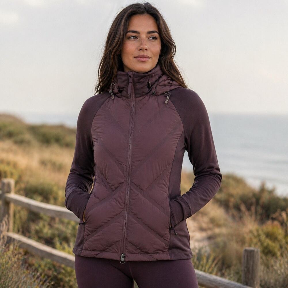 Athleta Inlet Jacket XXS Dusty Mauve Plum Hooded Full Zip Athleisure Outdoor